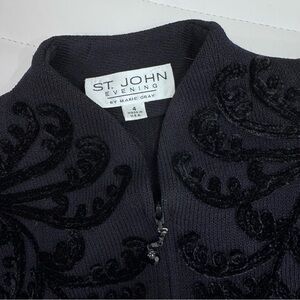 St. John Evening by Marie Gray Textured Velvet Paisley Appliqué Jacket 2 piece